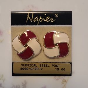 Napier vintage 80's pierced earrings enamel
